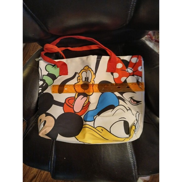 Large Canvas Disney Pluto Weekender Bag Tote 12" Red Handles Lined - Picture 10 of 10